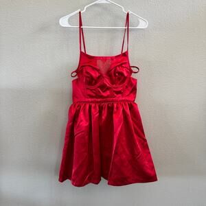 NEW For Love & Lemons Lauren Heart Mini Dress Womens Size Small Satin Strappy